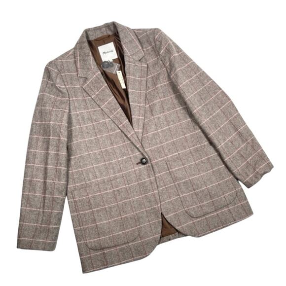 MADEWELL Larsen Blazer in Plaid size M Brown Plaid - Picture 3 of 8